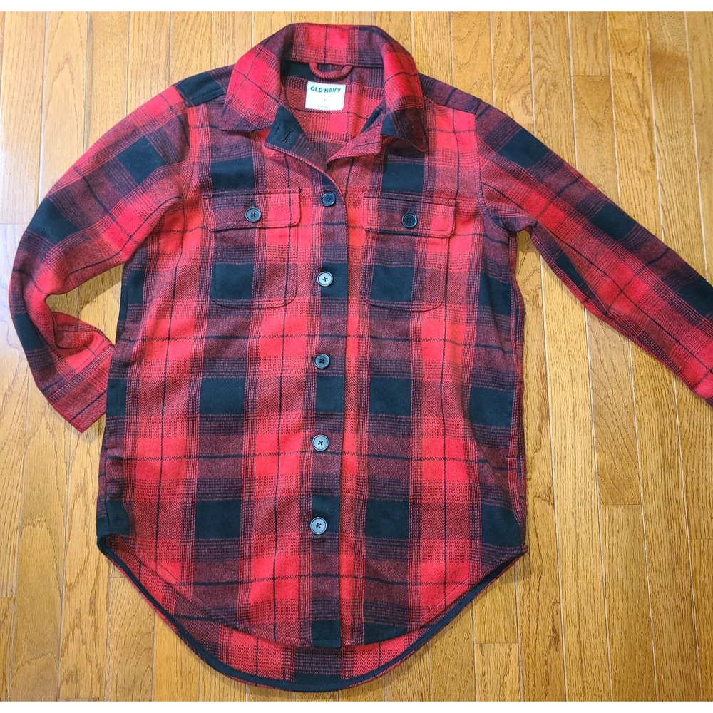 Old Navy Mens Red Black Plaid Flannel Sz Sm Buffalo Flannel Pockets Granola Hip